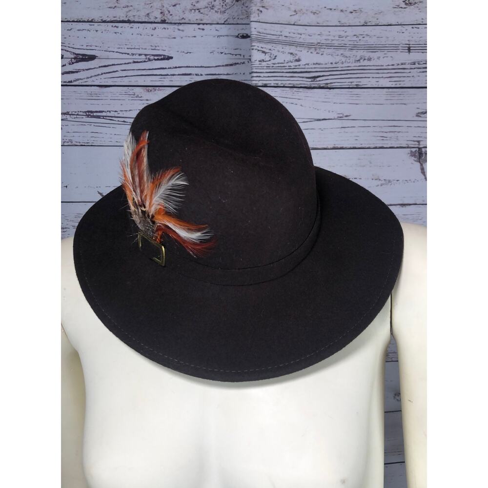 Vintage Doeskin Brown hat with Fall colored feathers - Picture 3 of 12